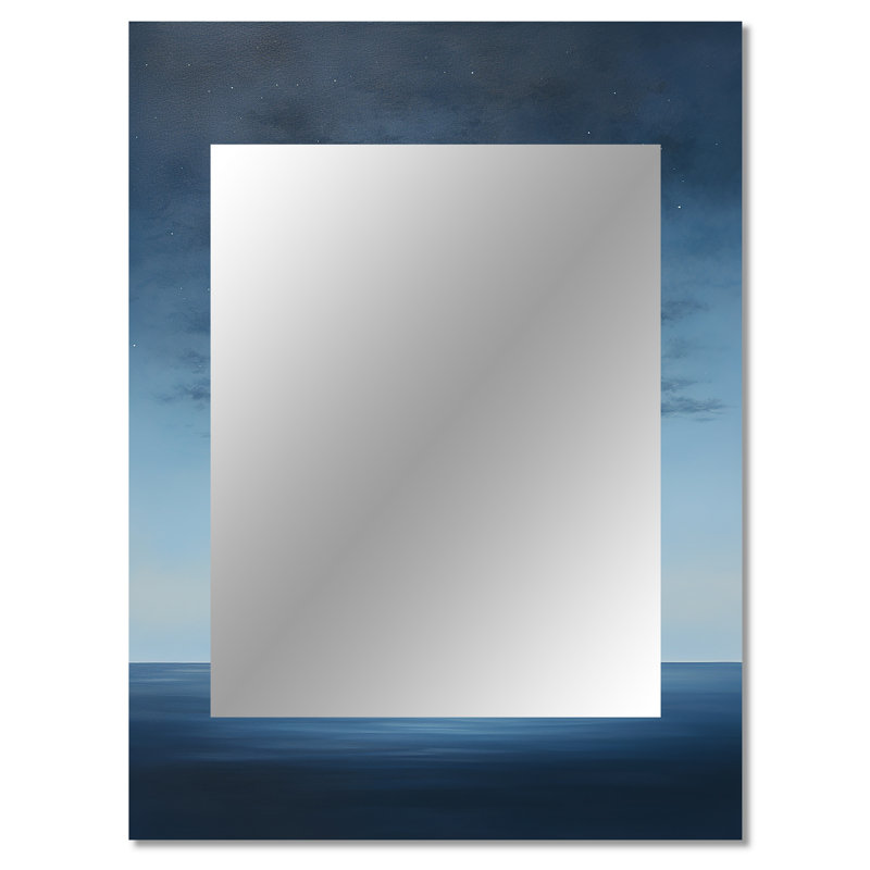 Magical Forest Moons Melody I - miroir décoratif minimaliste, miroir mural bleu, impression d'art en métal, 40 po x 30 po