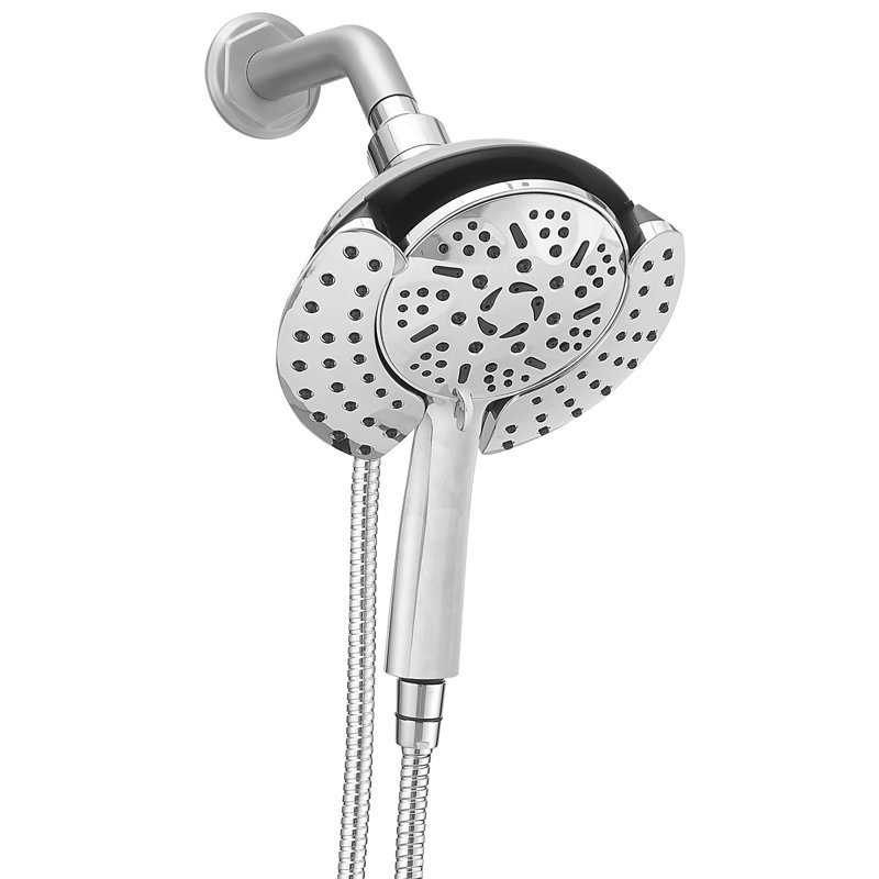 9-Spray Wall Mount Dual Shower Head And Handheld Shower Head Shower Faucet 1.8 GPM In Polished Chrome