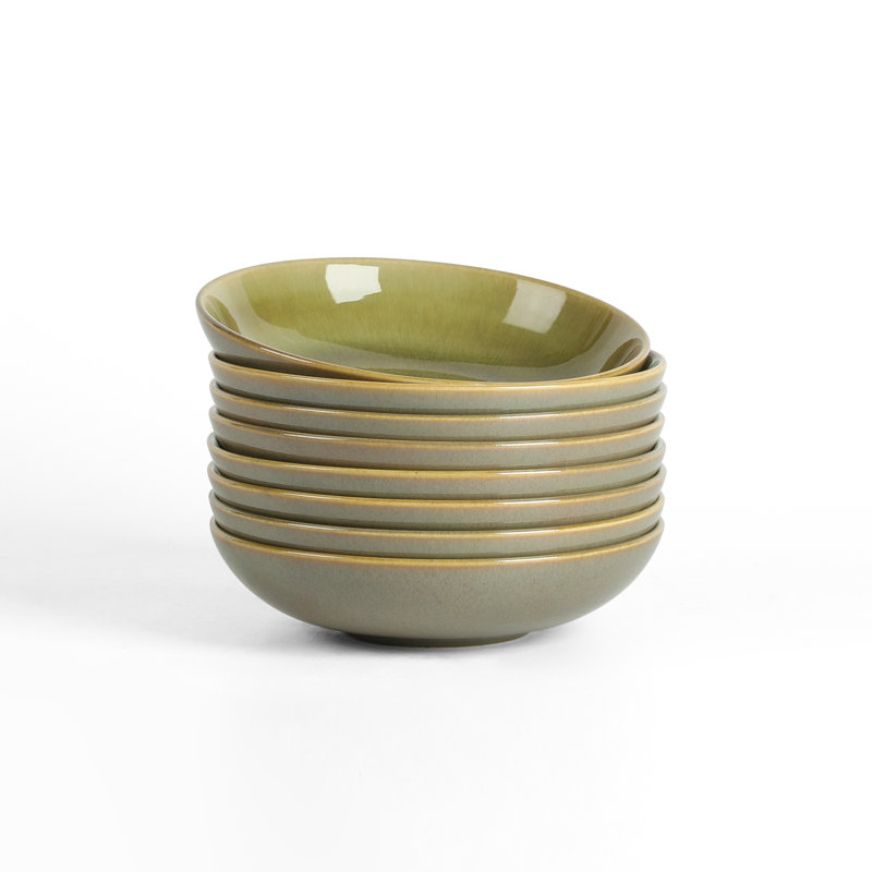 Stone Lain Riley 8-Piece Pasta Bowl Set Stoneware, Green