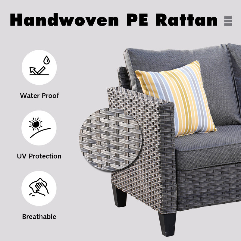 Dzion 5 - Person Patio Conversation Set with Cushions, Dark Gray, Yes