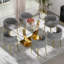 Ensemble de salle à manger rectangulaire à piédestal avec chaise tissée-919123654-919123663-919123661