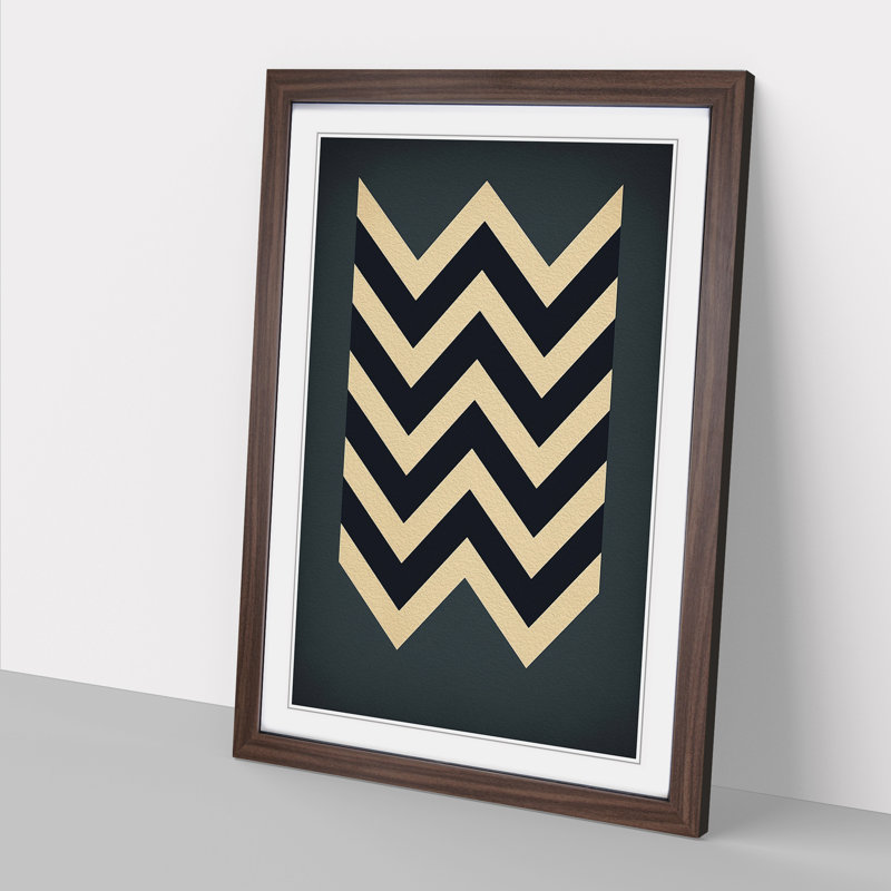 Chevrons Minimalism - Single Picture Frame Print on Wood, Walnut Framed, 34cm H x 25cm W x 2cm D