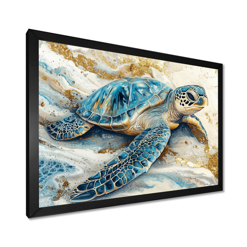 Colen Marble The Turtle S Voyage I - Tortue, art mural, Reproduction encadrée d'une seule photo, H 30 po x l 40 po