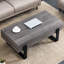 Table basse grise avec sections en métal noir - Design simple pour différents endroits