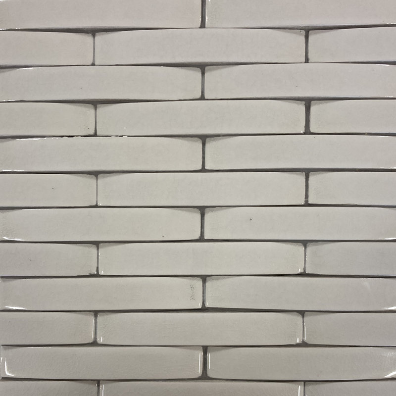 Palermo 1" x 6" Porcelain Brick Joint Mosaic Wall Tile, Studio White