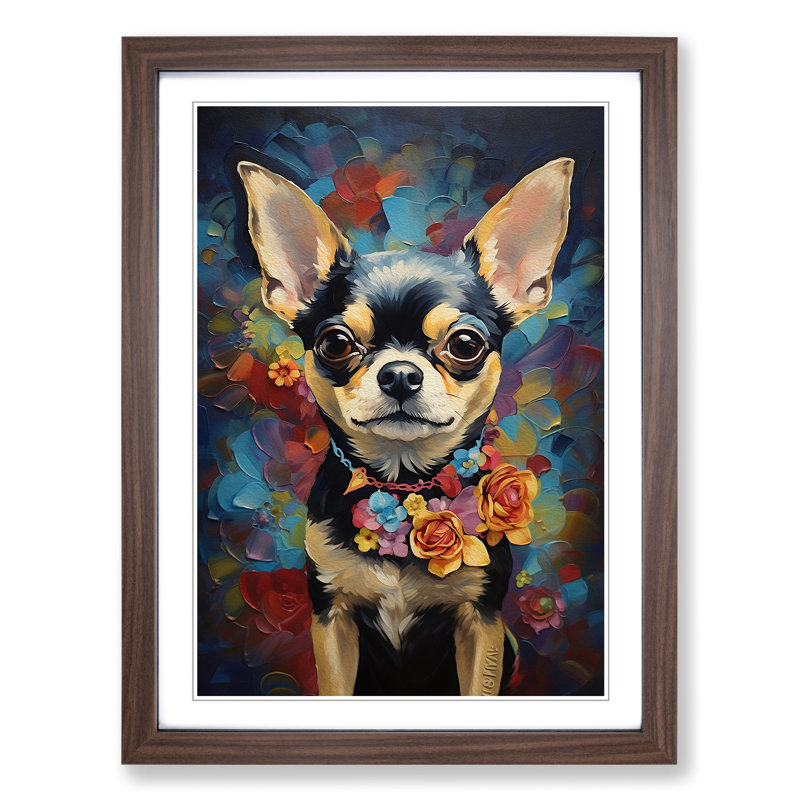Chihuahua Contemporary - Single Picture Frame Print on Wood, Walnut, 34cm H x 25cm W x 2cm D