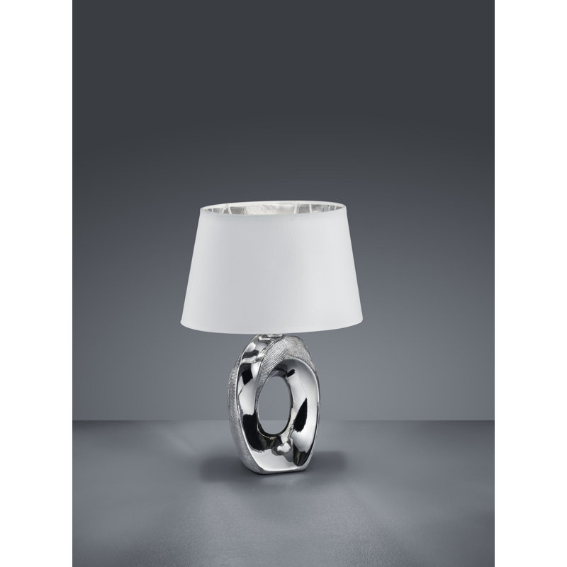 Kenia 33cm Table Lamp, Silver frame/White shade
