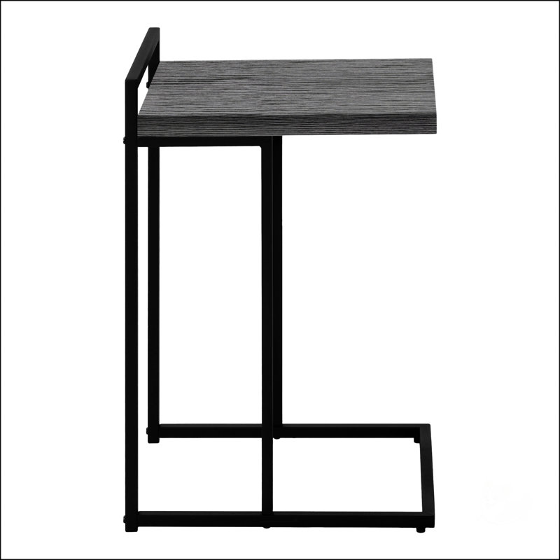 Table d'appoint en forme de C avec base en métal, Noir, noir, noir, noir, Gris
