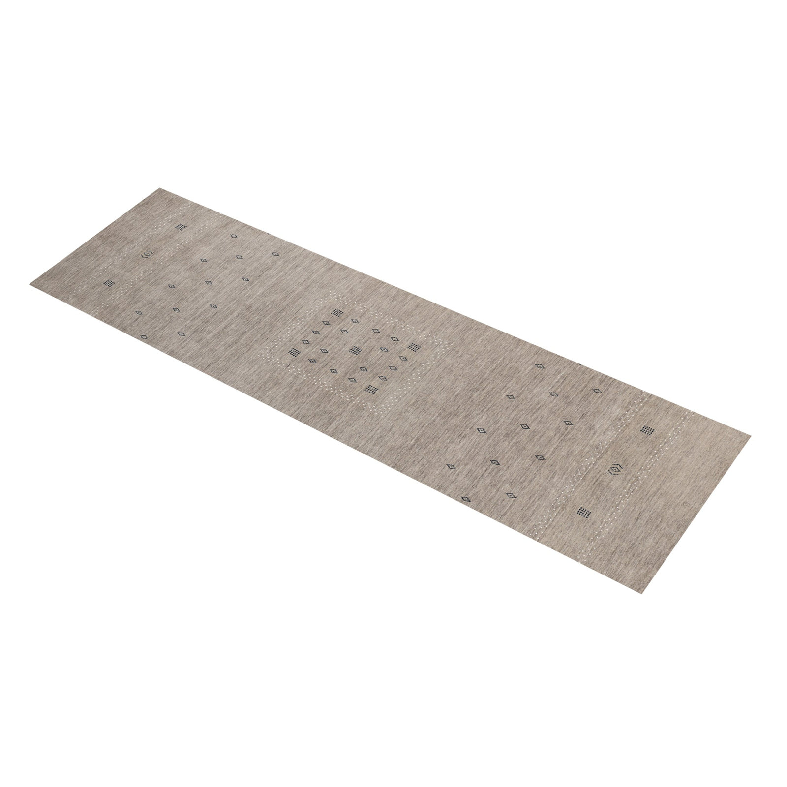 Simi Hand-Woven Geometric Cotton Wool Rug, Runner 2'6" x 8', Taupe