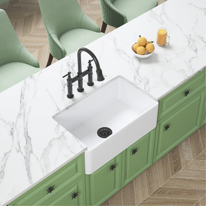 24" Deep White Ceramic Sink - Undermount, , 18"X10"X24", To Mineral Deposits & Scratches 18"X10"X24" Apron Stain-, Approved Kitchen Basin