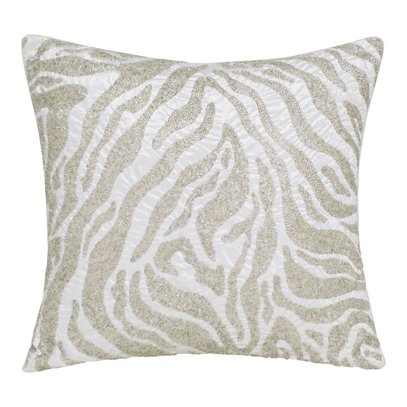 Housse de coussin en polyester texturé Giovanna, Ivoire / Argent, Housse de coussin seulement - sans coussin