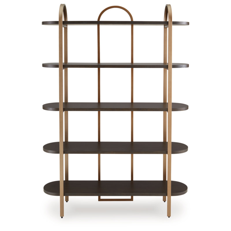 Brown and Gold 48" Modern Metal Frame Bookcase