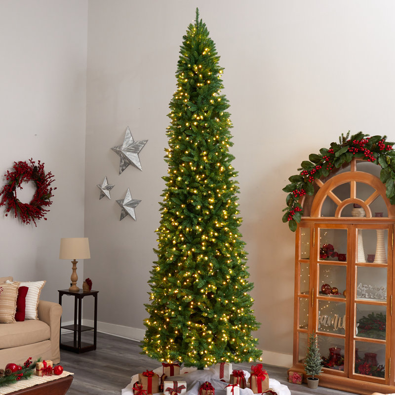 12' Lighted Artificial Pine Christmas Tree