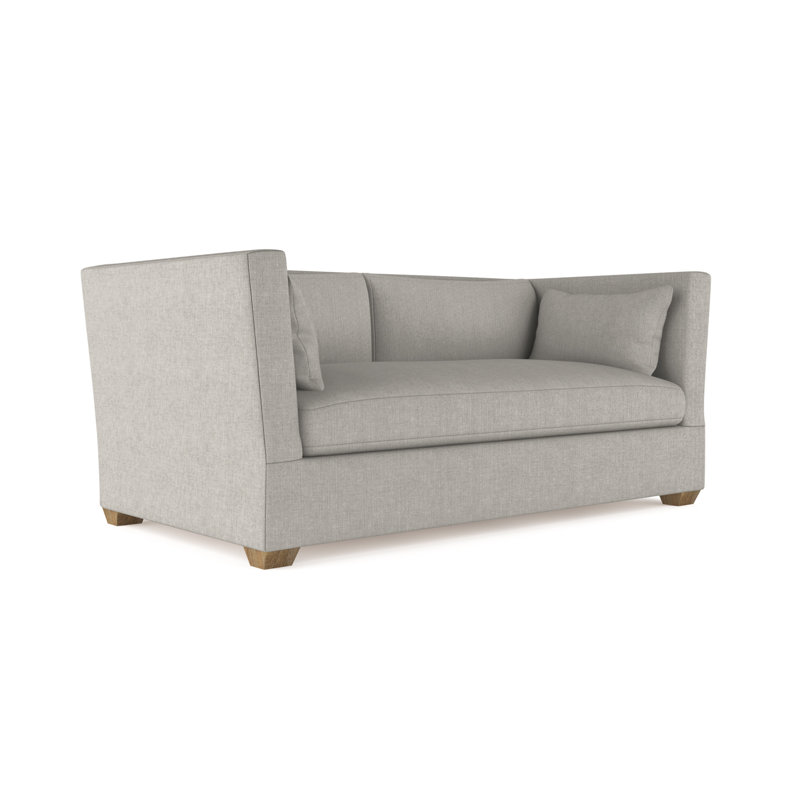 Canapé Rivington, Lin à tissage carré imprimé bleu, H 31 po x l 84 po x P 37 po, Naturel