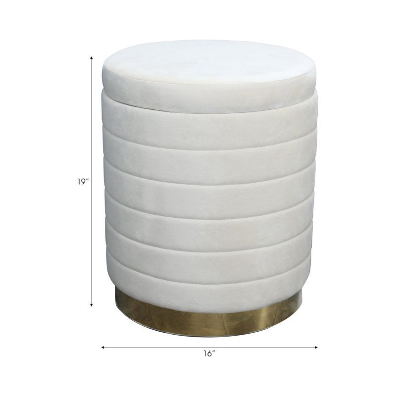 Sagebrook Home 19" Stirling Cream Velvet Storage Stool