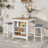 Ensemble de salle à manger 3 pièces de style transitionnel avec 3 tablettes de rangement ouvertes pour petits espaces, coin repas