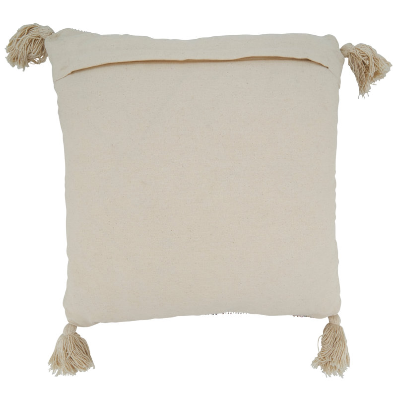 Multicolor Cotton Chindi Square Throw Pillow with Tassels