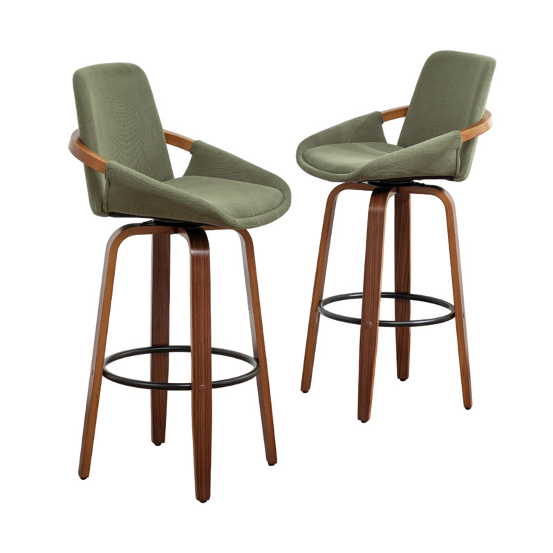 Swivel Upholstered Counter Stool, Green, Bar Stool (76.2cm Seat Height)