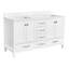 Meuble-lavabo autoportant blanc de 60 po avec lavabo double, base en bois massif, glissières à fermeture douce, légères et élégantes pour les tiroirs
