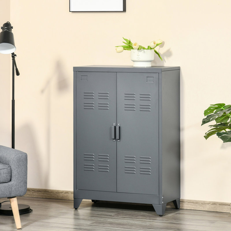 Armoire à outils industrielle grise - Livrée avec 3 tablettes pour le rangement des outils