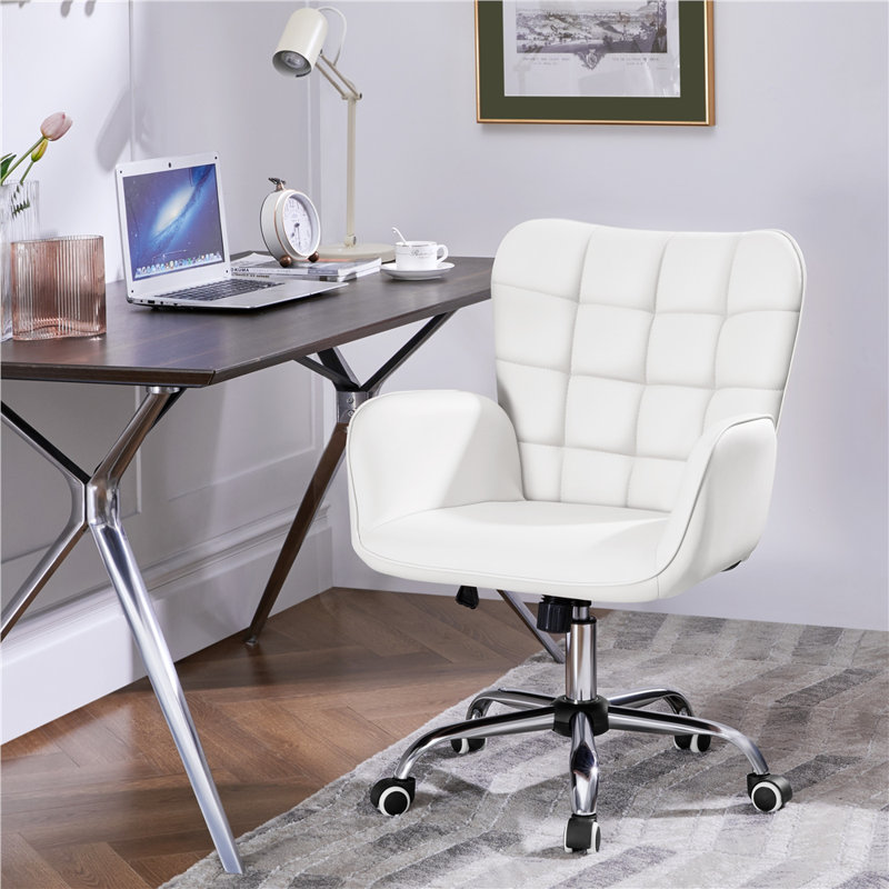 Modern Mid-back Office Chair, White
