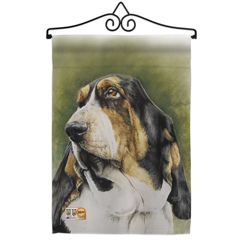 Basset hound 2 faces polyester 19 x 13 po ensemble de drapeaux