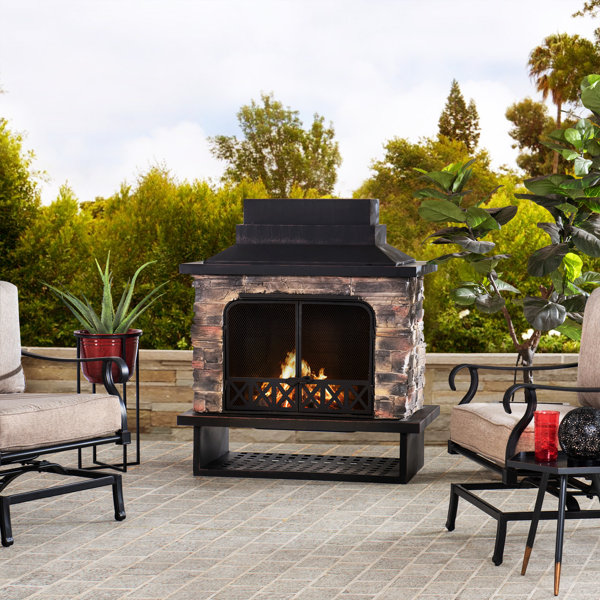 Sunjoy Copper Steel Outdoor Wood-Burning Fireplace in the Outdoor Wood- Burning Fireplaces department at