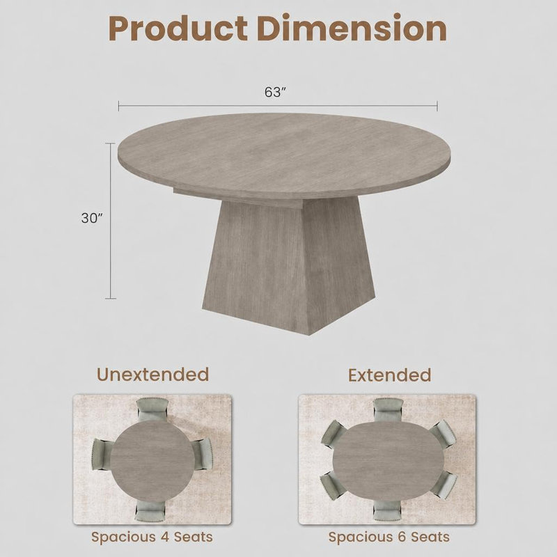 63 " Dining Table, Gris