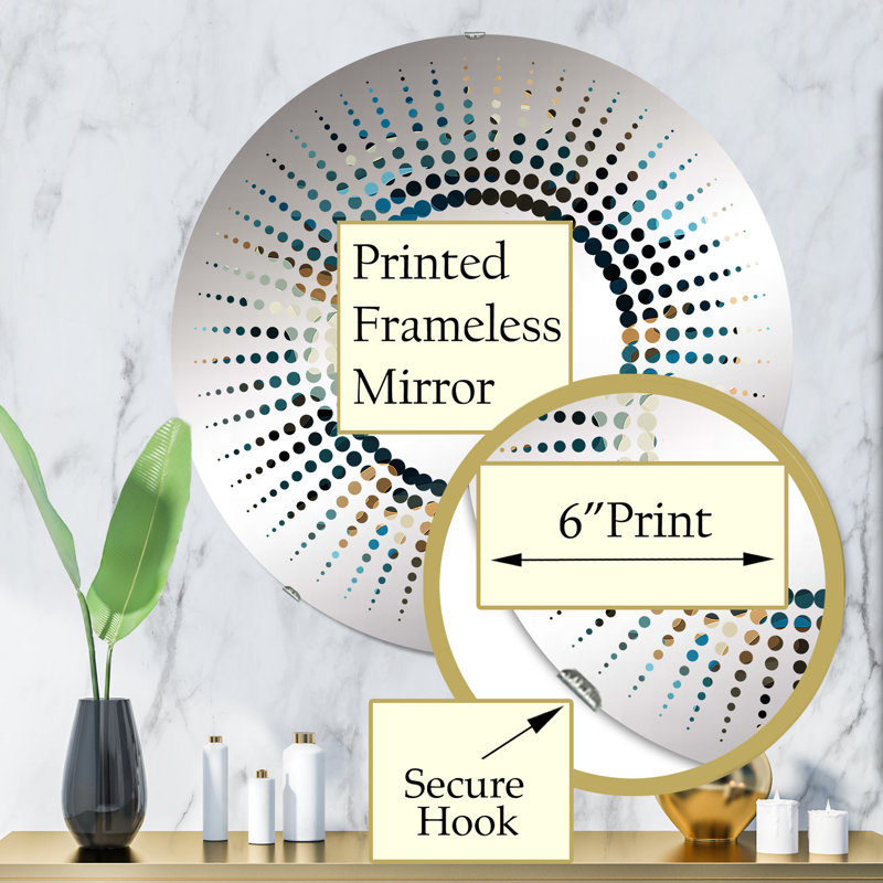 Miroir Starburst, H 31,4 po x l 31,4 po, Futuriste furtif noir et bleu