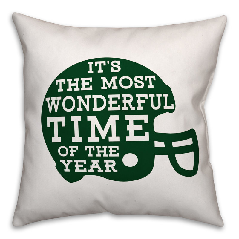  The Most Wonderful Time of the Year Football Season Indoor/Outdoor Throw Pillow, Dark Green