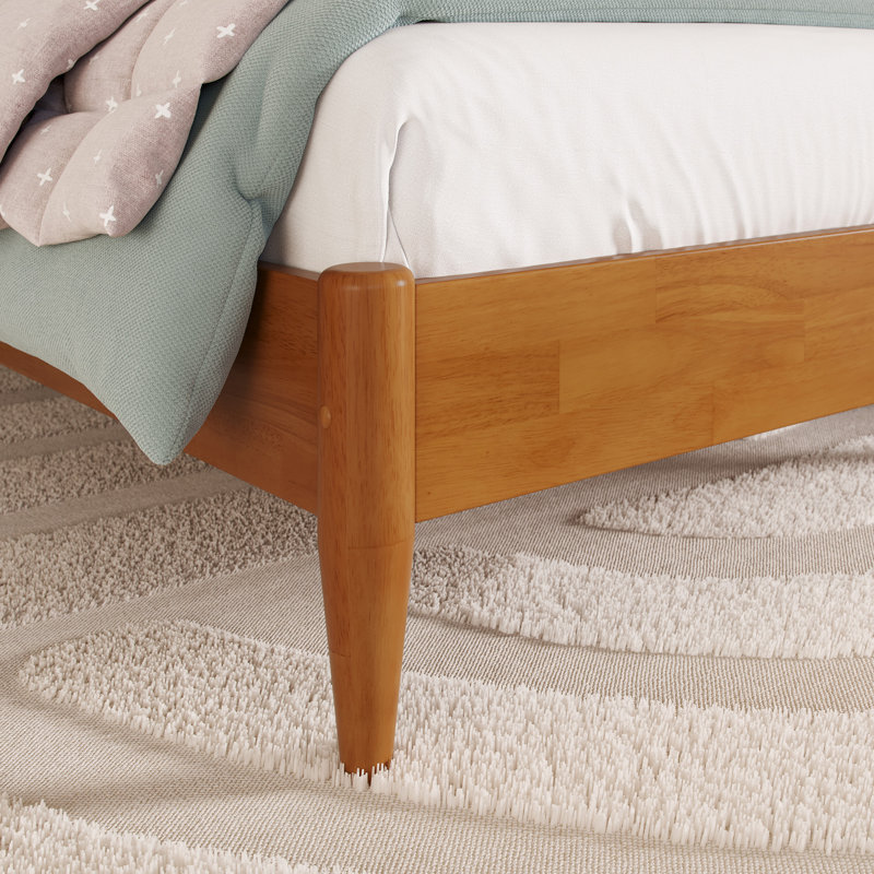 Lit plateforme en bois massif Aritra, Simple, Caramel clair
