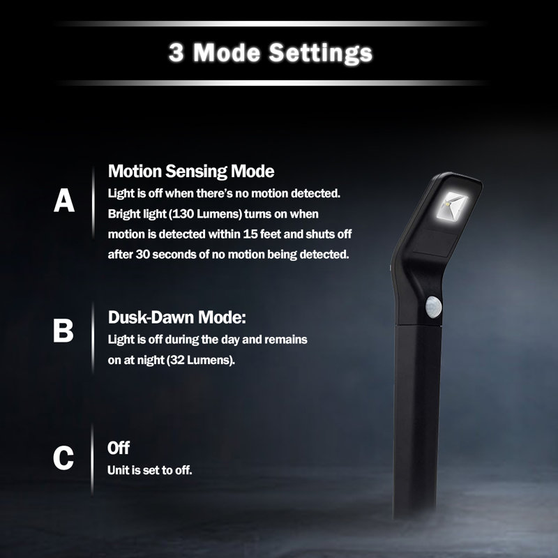 Black Solar LED Pathway Lights with Motion Sensor, 4-Pack