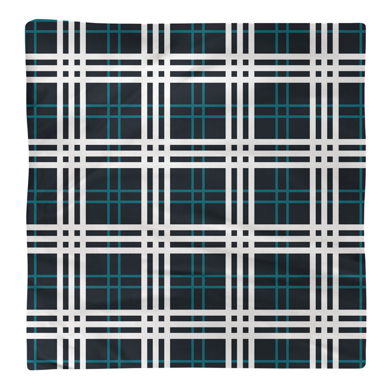 Plaid Square Napkin, Black/Teal/White, 22" x 22", Polyester