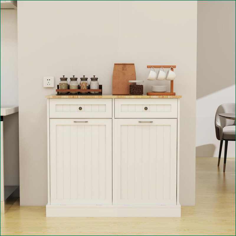Armoire de cuisine avec 2 tiroirs Compartiment inclinable, panneau de fibres à densité moyenne | Blanc cassé | Ferme
