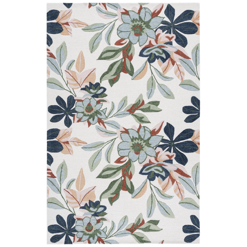 Jardin 768 Hand Tufted 80% Wool; 20% Cotton Floral Rug, Rectangle 5' x 8'