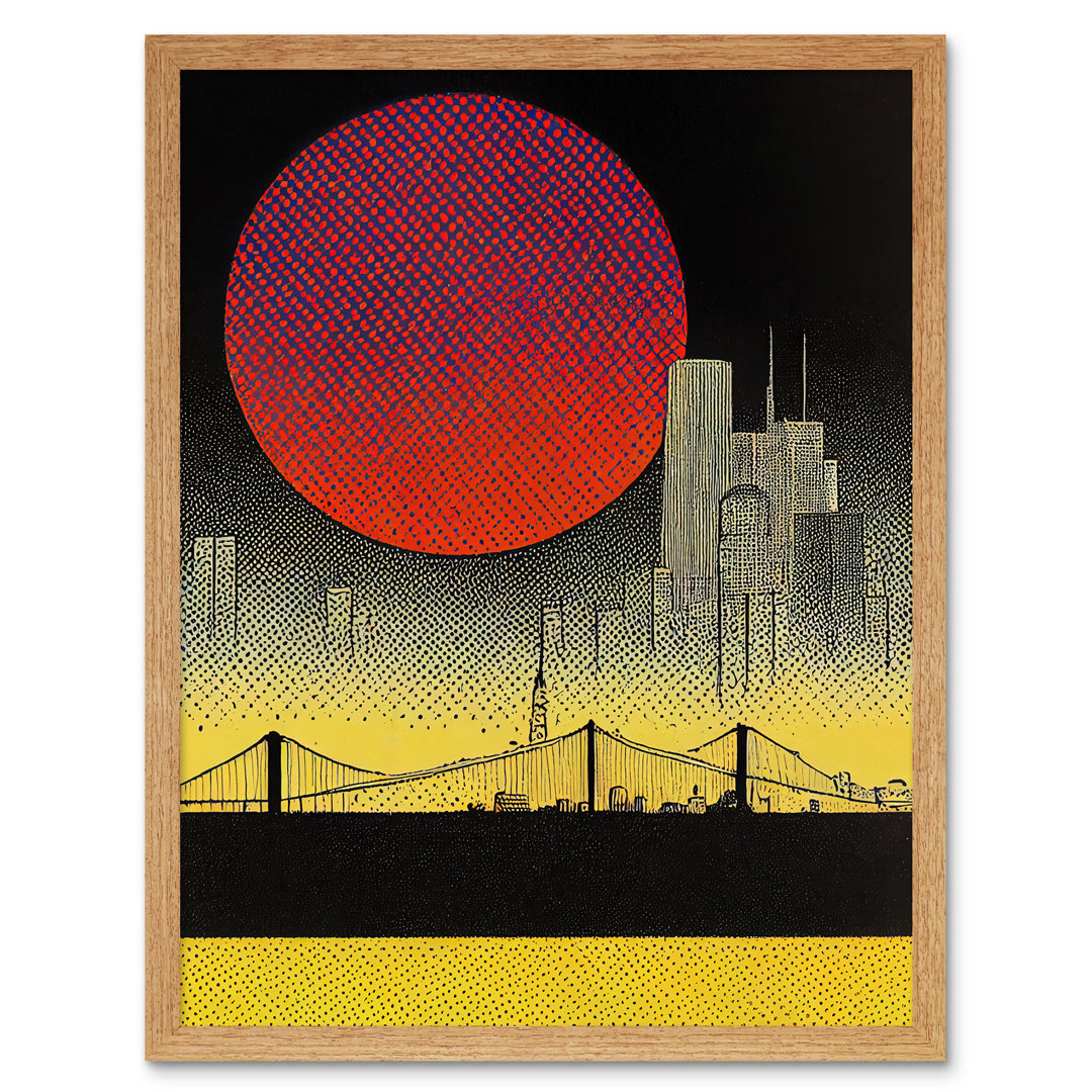 Pop Art Sunset Manhattan Bridge Skyline-Art Print