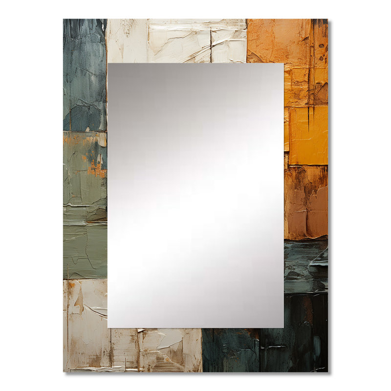 «Hardedge Art Earthy Euphony I - Hard Edge, peinture unique, miroir mural moderne, impression sur métal, 32 po x 24 po