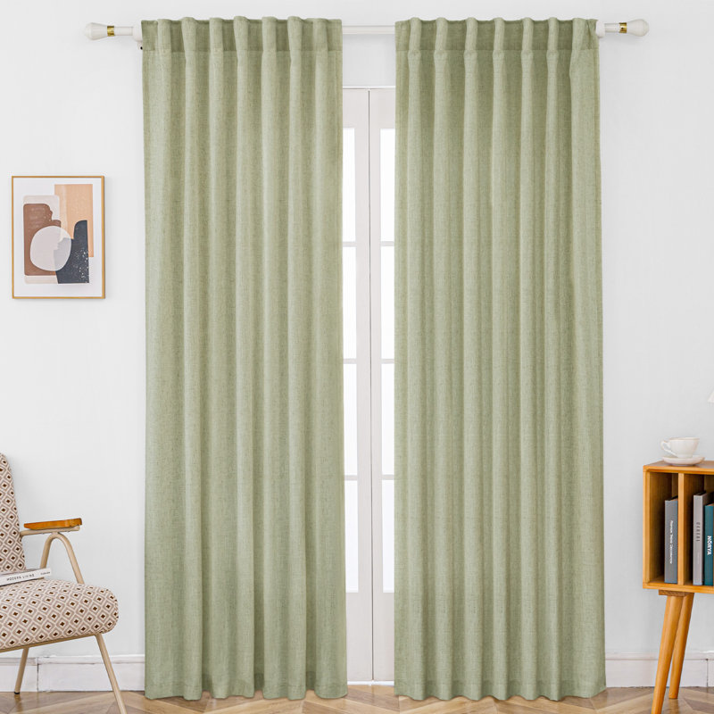 Paire de rideaux semi-transparents en lin mélangé Toyoko, Sauge, L 60 po x L 84 po