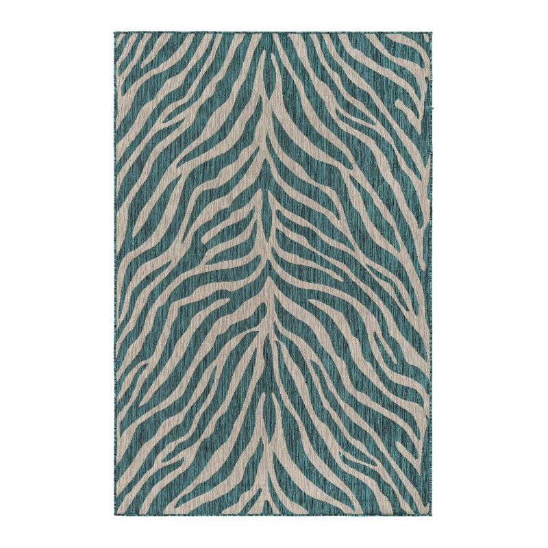 Teal Tsavo Indoor/Outdoor Safari Rug, Rectangle 5'3" x 7'10"