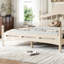 Grand lit plateforme avec tête de lit chic, structure de lit en bois massif avec support à lattes, pas de sommier tapissier et conception basse à terre, beige-536017716