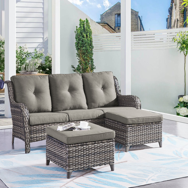 Canapé d'extérieur 75 po avec coussins Bonia, gris