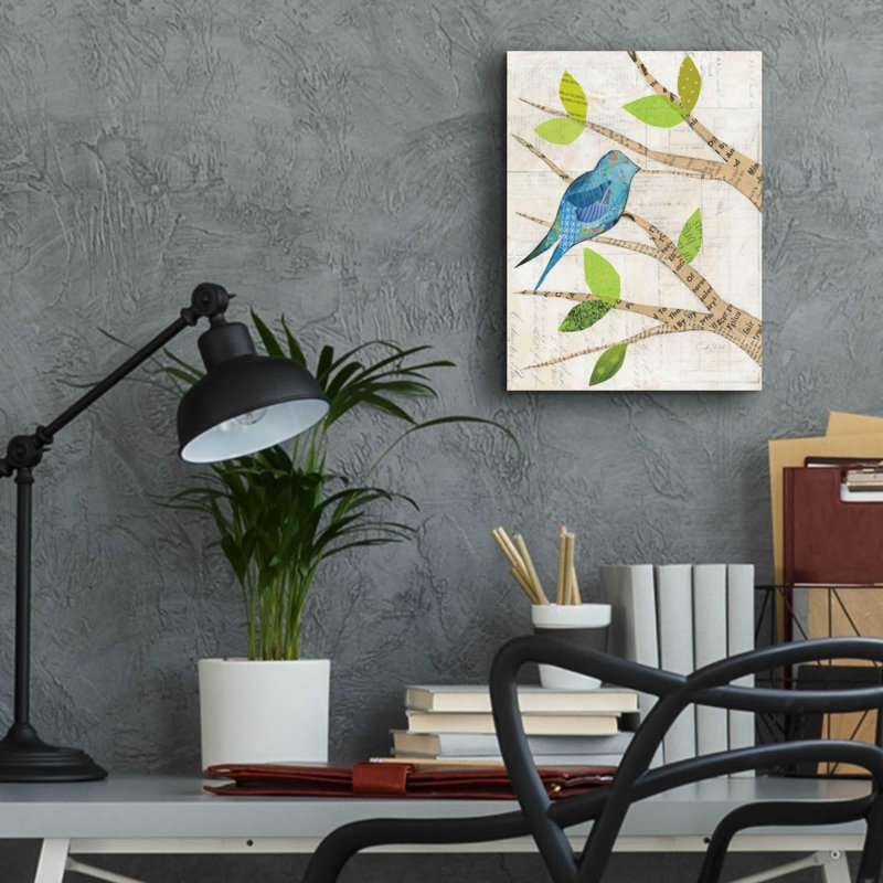 «Birds in Spring I» par Courtney Prahl, art mural en verre acrylique, H 16 po x l 12 po x P 0,13 po