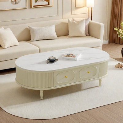 Table basse ovale de style crème