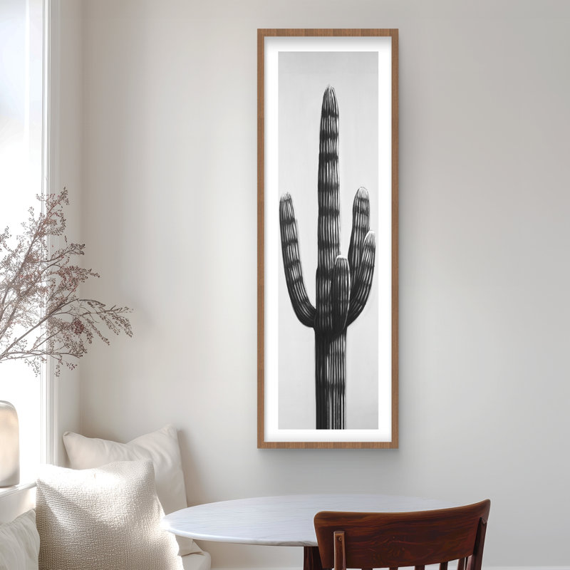 Large Cactus - Best Sellers Gray Framed Matted Print | Decor