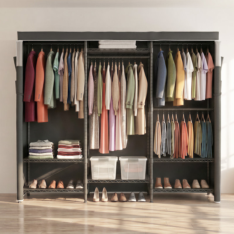 Heavy Duty Clothes Rail with Cover, 175x40x180cm