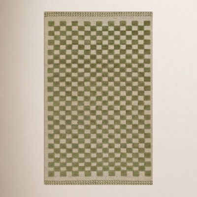 Rafaela Hand-Woven Checkered Wool Rug