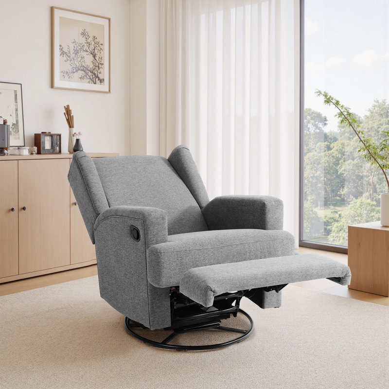 Fauteuil inclinable et oscillant rembourré classique, Gris clair
