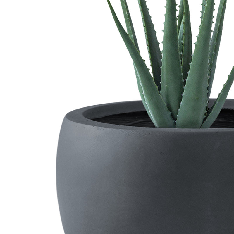 Wurster 3 Piece Lightweight Concrete Outdoor Round Planter, 13", 10.5" and 8" Tall Set, Charcoal