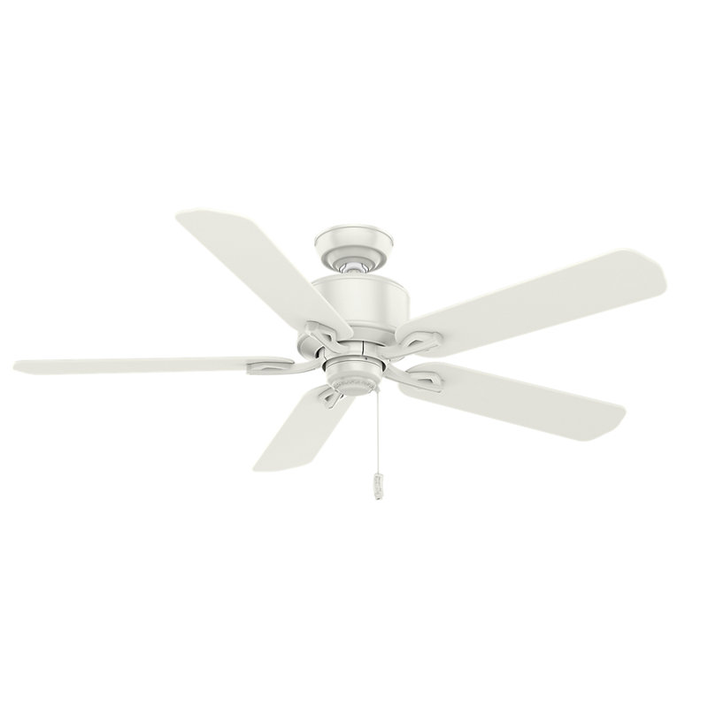 54" Compass Point 5 - Blade Standard Ceiling Fan with Pull Chain, White