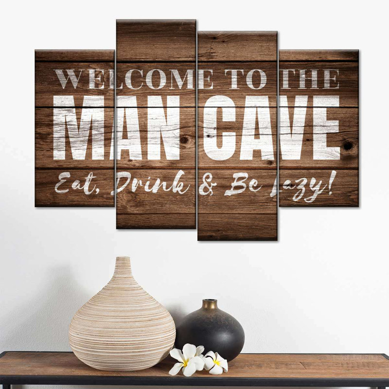 " Man Cave Sign Multi Piece Canvas Print " by TimberType Studio 4 - Pieces, 14" H x 24" W x 1"